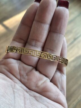 Gold Greek Key Bangle Bracelet - Women Jewelry